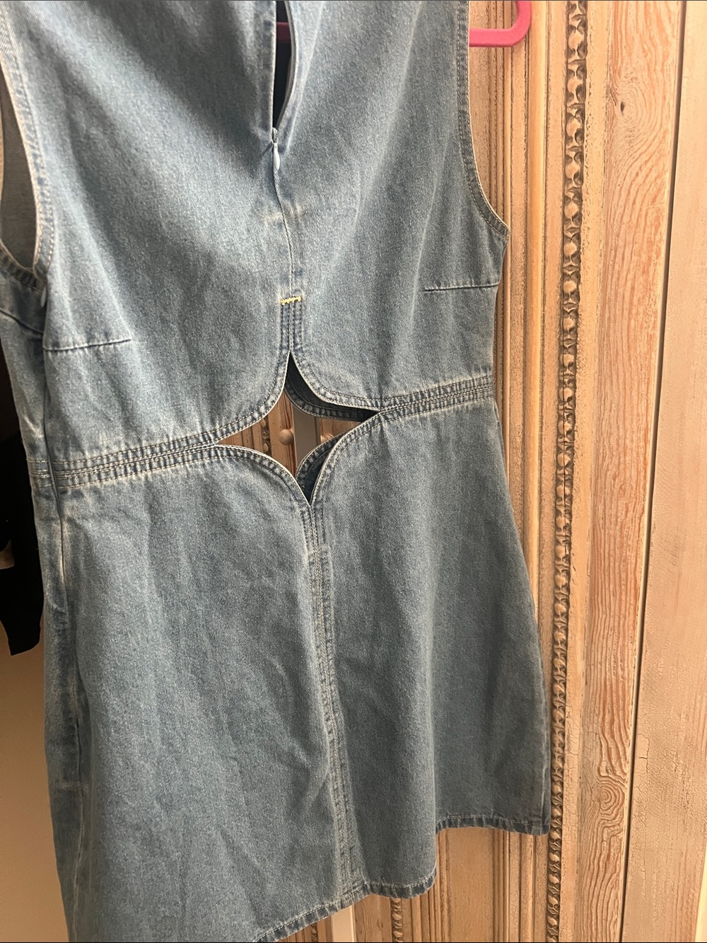 Commense Light Blue Denim Mini Dress with Front Cutout - Picture 4 of 5